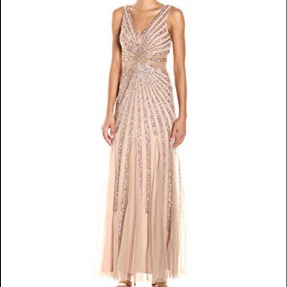 beaded sunburst mesh mermaid dress